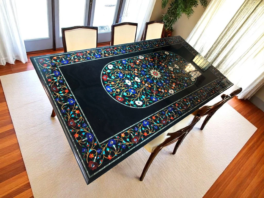 Pietradura Rectangular Dining Table with Adorable Marble Finish